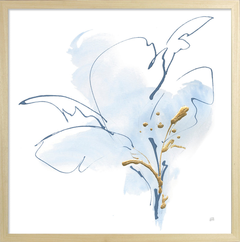 Blue & Gold Floral I-II by Chris Paschke - Framed