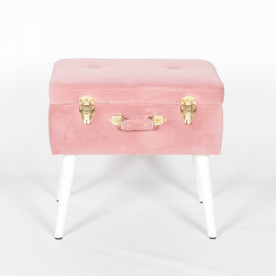 Pink Suitcase Stool With White Legs - The Pack Design