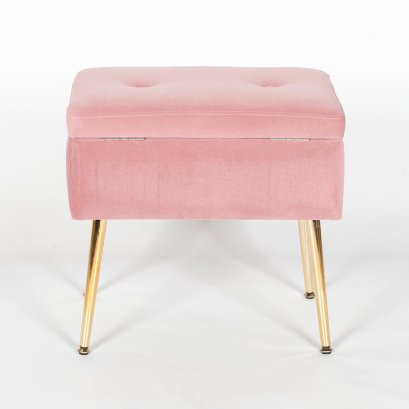 Pink Suitcase Stool With Gold Legs - The Pack Design