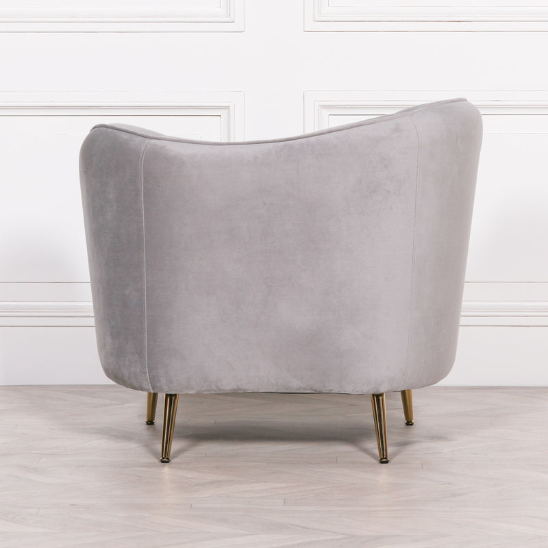 Grey Velvet Armchair With Cushion - The Pack Design