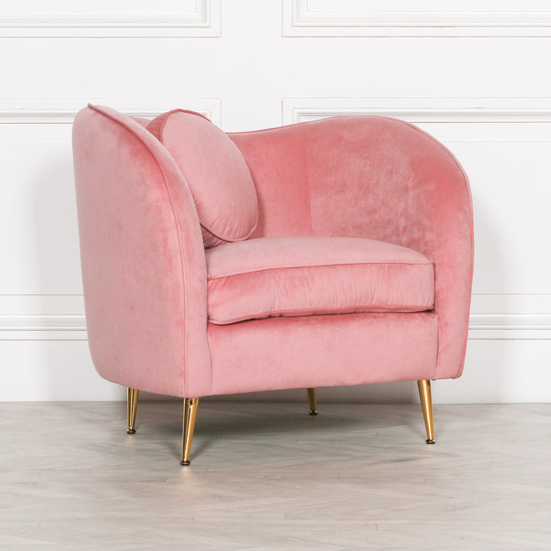 Pink Velvet Armchair With Cushion - The Pack Design
