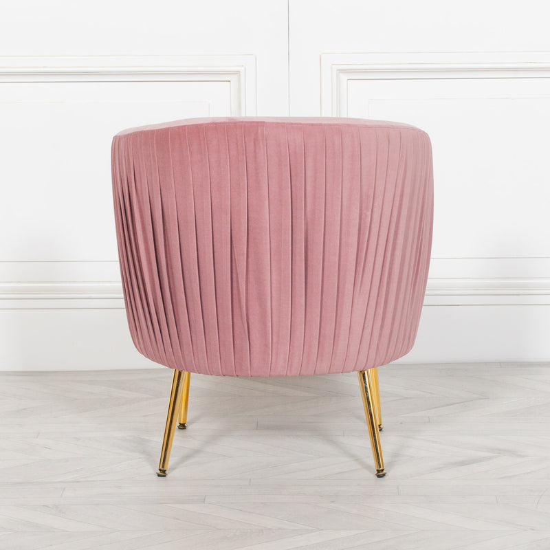 Pink Pleated Velvet Bedroom Chair - The Pack Design