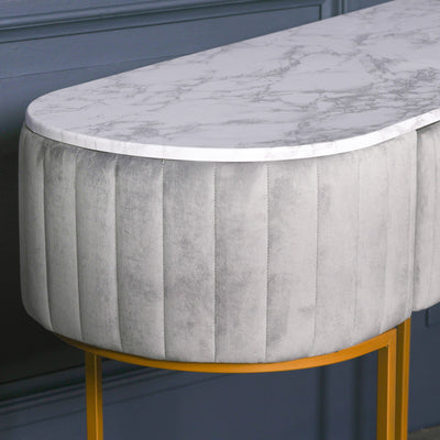Grey Upholstered Dressing Table - The Pack Design