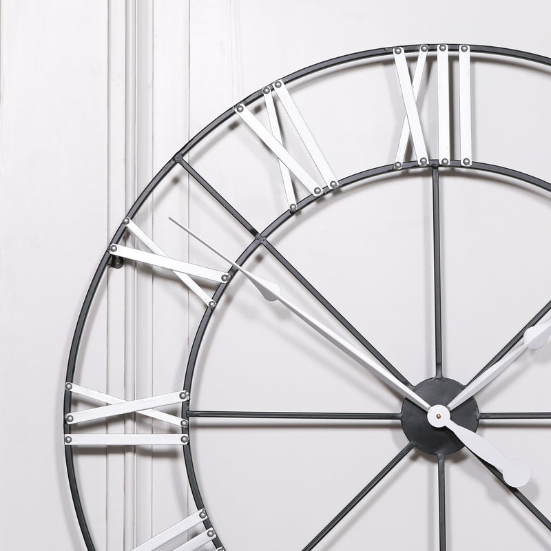 Large 102cm Metal Wall Clock With Silver Numerals