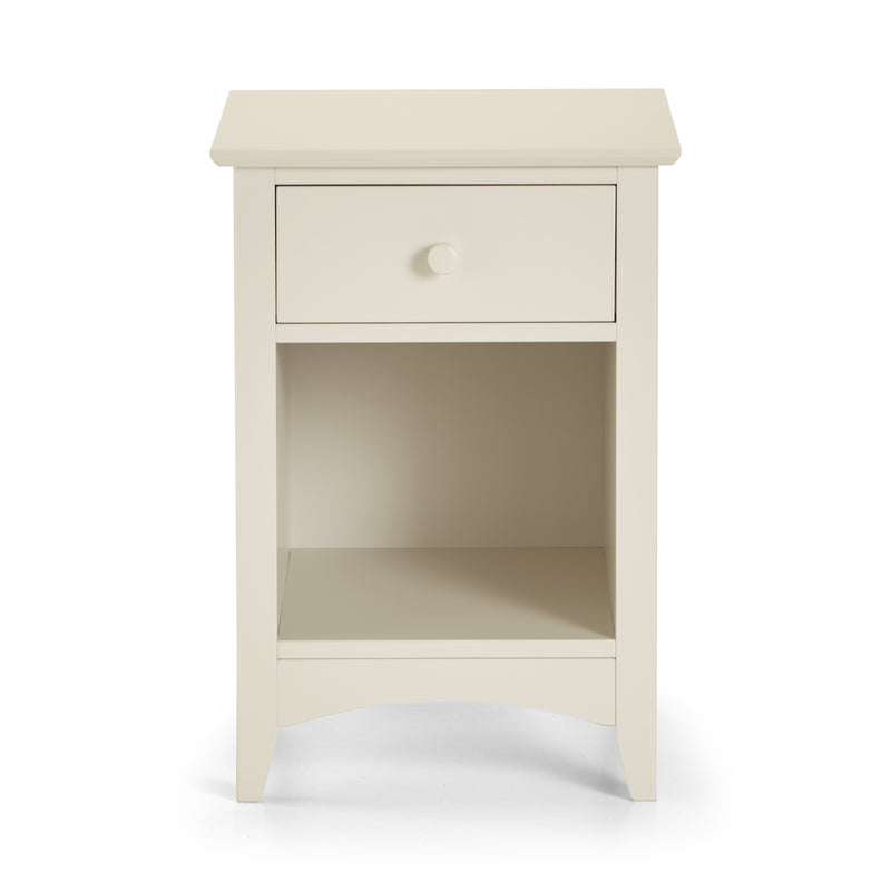 Cameo 1 Drawer Bedside - Stone White - The Pack Design