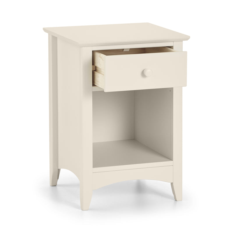 Cameo 1 Drawer Bedside - Stone White - The Pack Design