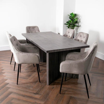 Grey Oak Ascot Dining Table with 4/6 Chairs