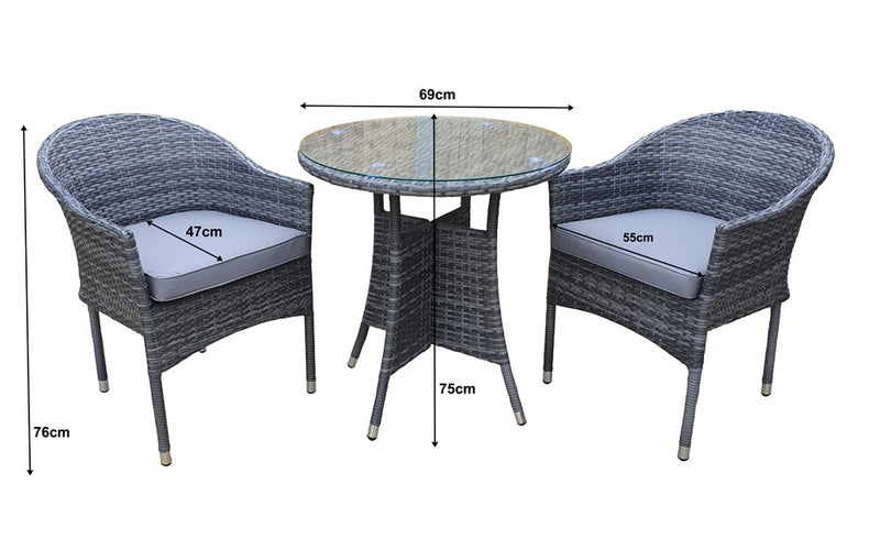 Emily 2 seat Bistro set with Stacking chairs - The Pack Design