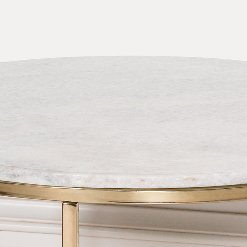 Gold Metal Side Table With Marble Top