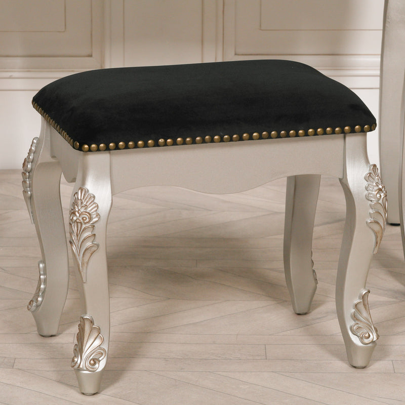 French Antique Silver Dressing Table & Stool