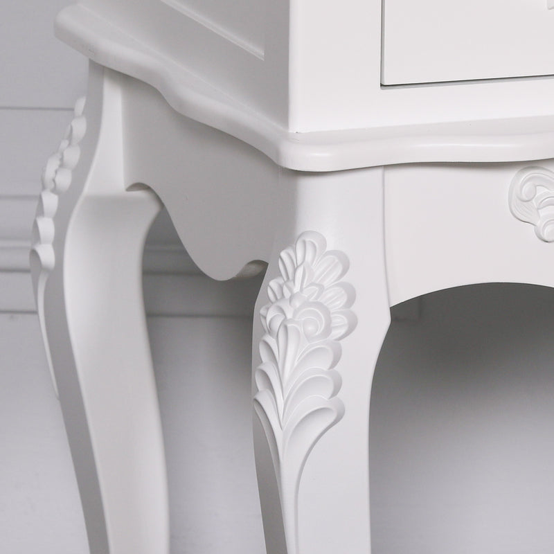 French Antique White Bedside Two Drawer - The Pack Design