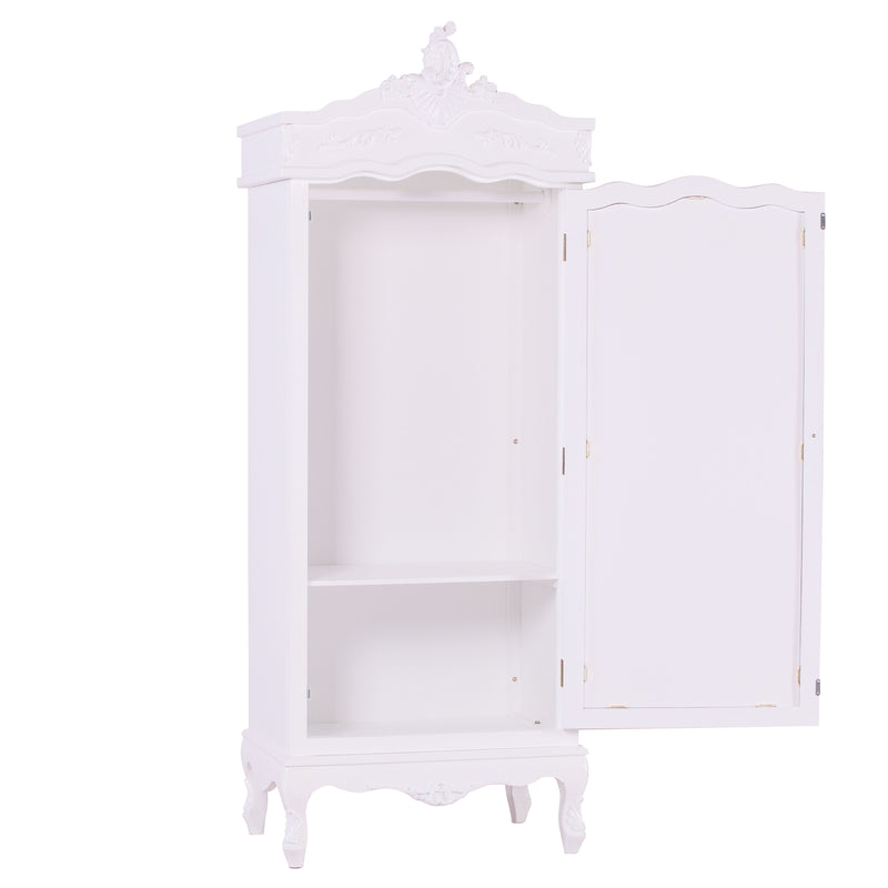 French Antique White Singe Full Mirrored Armoire - The Pack Design