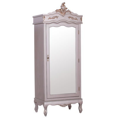 French Antique Silver Singe Full Mirrored Armoire - The Pack Design