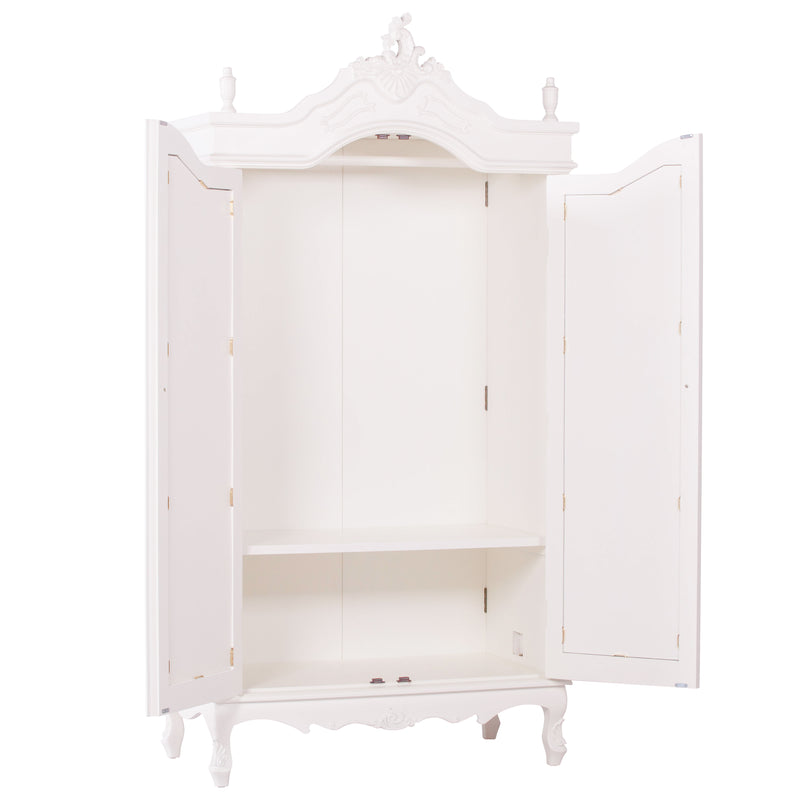 French Antique Cream Double Full Mirrored Armoire - The Pack Design