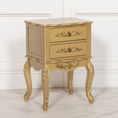 French Antique Gold Bedside Two Drawer - The Pack Design