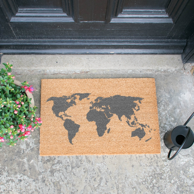 World Map Grey Doormat - The Pack Design