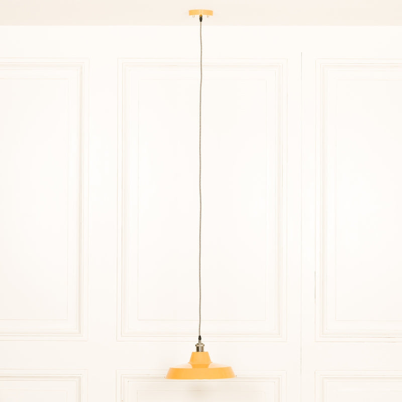 Factory Style Mustard Yellow Enamel Painted 36cm Pendant Light - The Pack Design