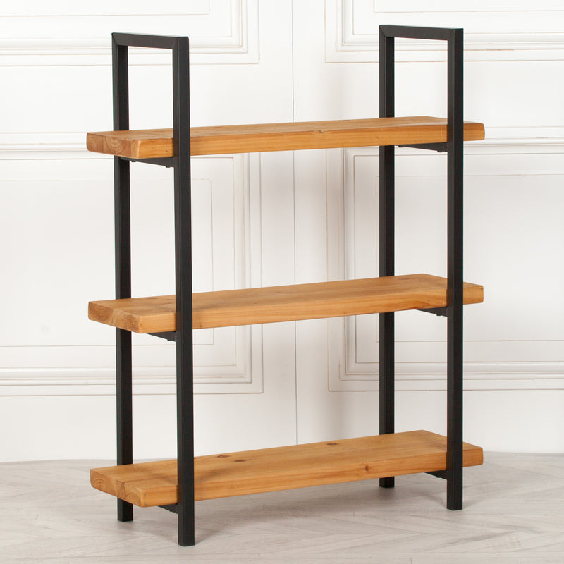 Rustic Wooden Industrial 3 Tier Bookcase Shelving