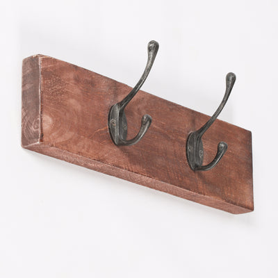 2 Hook 40cm Wooden Coat Hanger