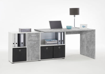 Luiz Concrete Grey and White Corner Desk - The Pack Design