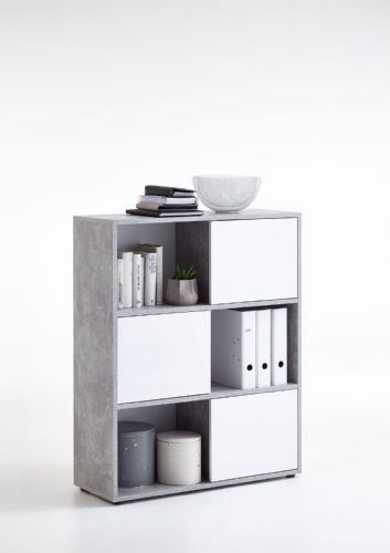 Luiz Concrete Grey and White Short Bookcase - The Pack Design