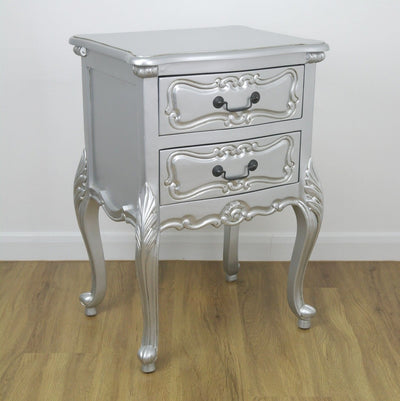 Rococo Silver Carved Bedside