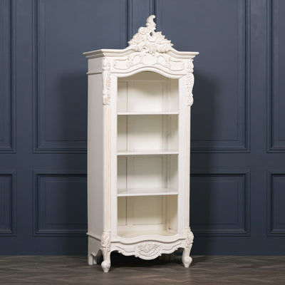 White Carved Bookcase