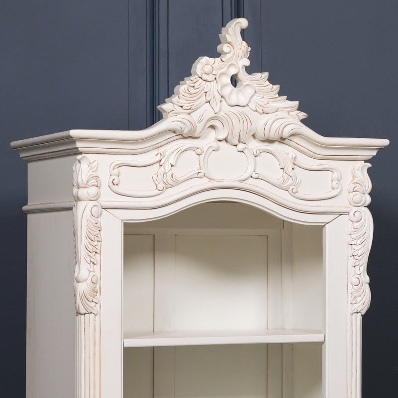 White Carved Bookcase