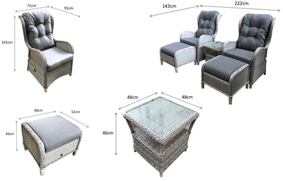 Meghan 5 Piece Reclining Lounge Set - The Pack Design