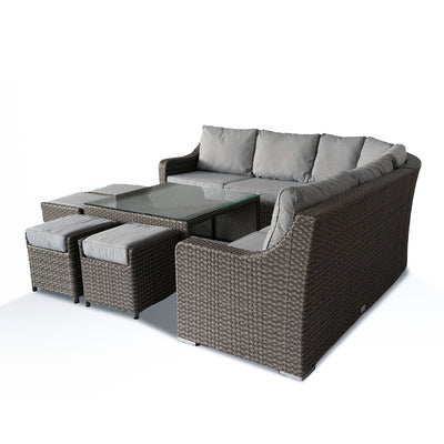 Sabine Modern Luxury Corner Sofa with Coffee Table and 4 Stools - The Pack Design