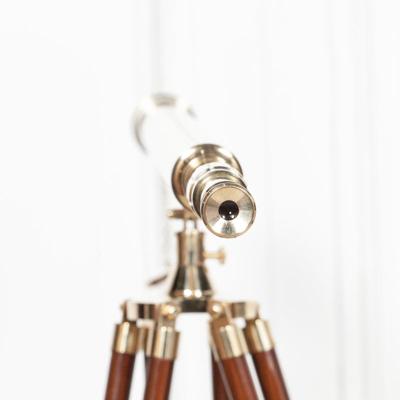 Brass Telescope On Wooden Stand