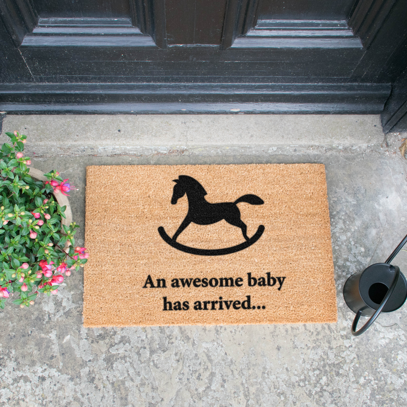 Awesome Baby Has Arrived Rocking Horse Doormat - The Pack Design