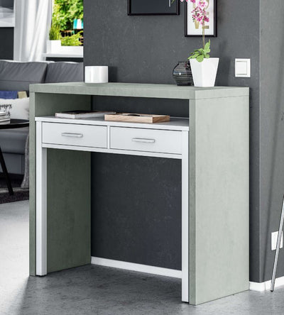 Turin Artic Concrete Grey And White Desk/Dressing Table or Console Table - The Pack Design
