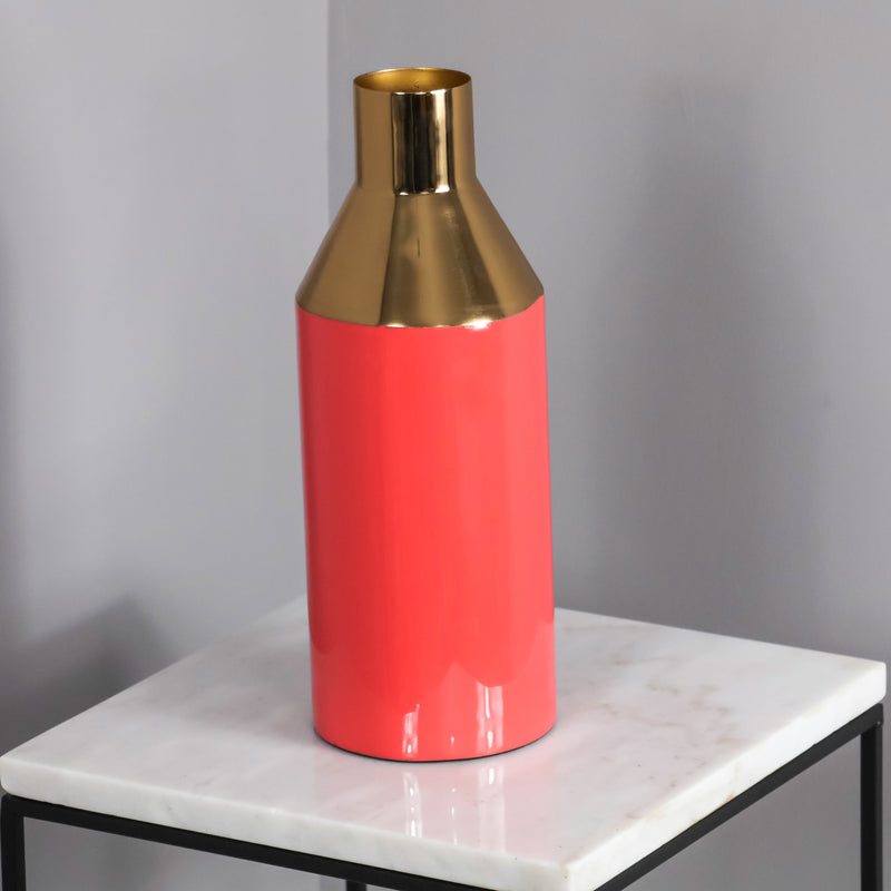 Gold Stem Living Coral Vase - The Pack Design