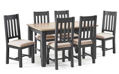 Bordeaux Dining Set (6 Chairs) - Dark Grey