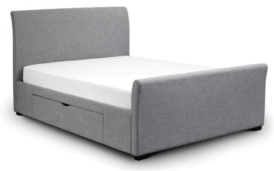Capri Fabric King Bed with 2 Drawers - Light Grey Linen