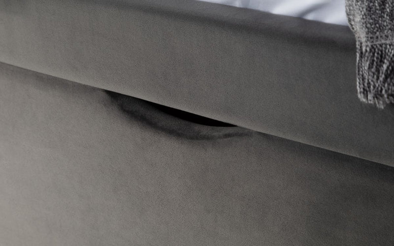 Capri Fabric Double Bed with 2 Drawers - Dark Grey Velvet