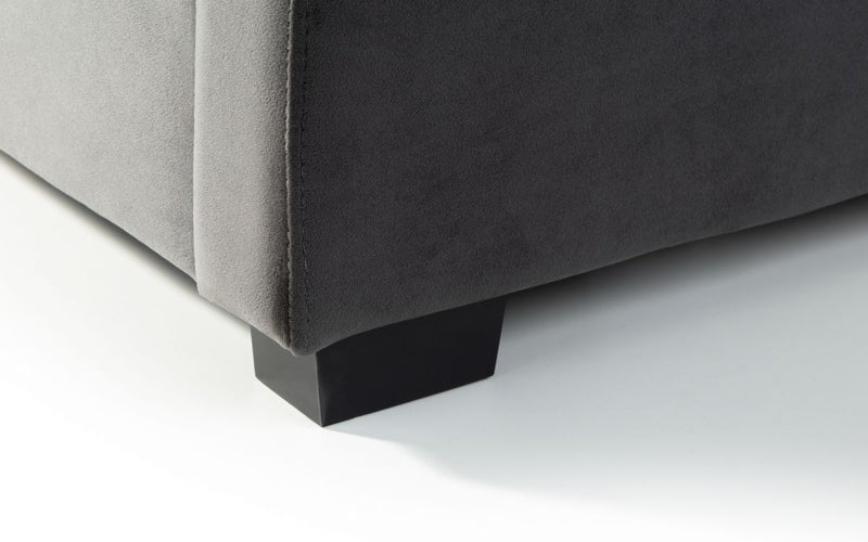 Capri Fabric Double Bed with 2 Drawers - Dark Grey Velvet