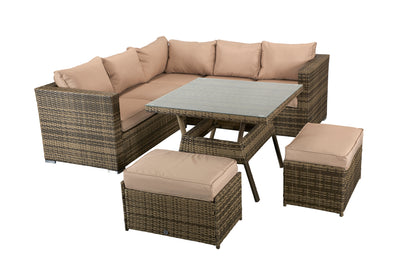 Georgia Corner Dining Set Mixed Brown With Bench’s - The Pack Design