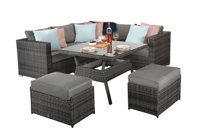 Georgia Corner Dining Set Grey With Bench’s - The Pack Design