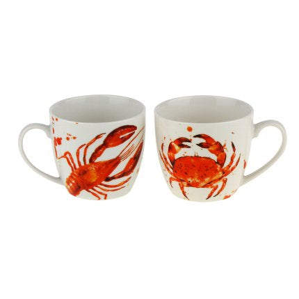Set of 2 Crab White/Red Mug - The Pack Design