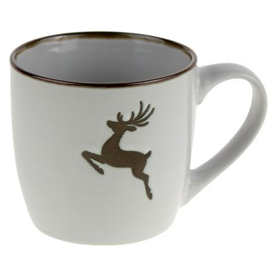 Deer Motive White/Brown Stoneware Mug - The Pack Design