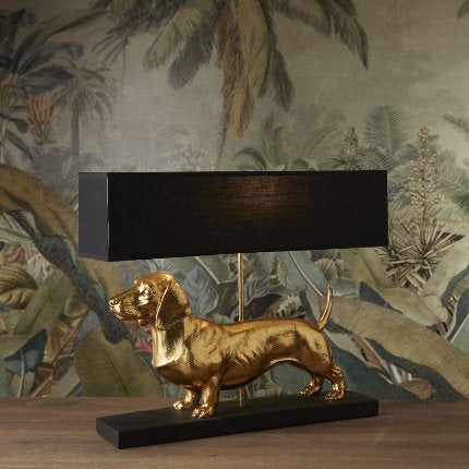 Sausage Dog Gold/Black Table Lamp - The Pack Design