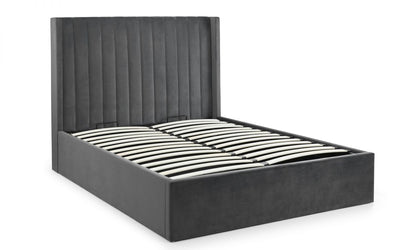 Langham Scalloped Headboard Storage Double Bed -Grey