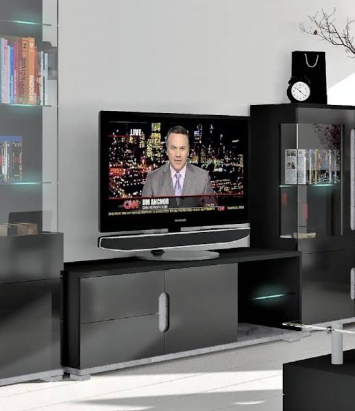 Elise Black High Gloss And Grey TV Unit - The Pack Design