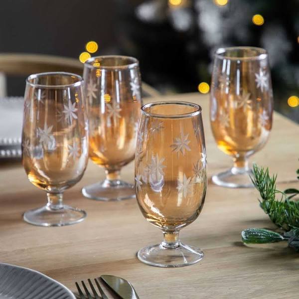 Starry Footed Tumbler Gold 4pk